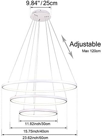 Jolof Store Modern 3-Ring LED Pendant Light | Dimmable White Chandelier