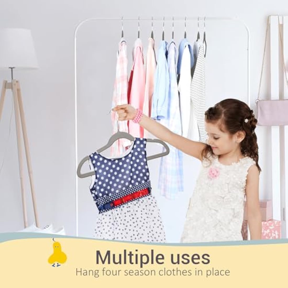 ManGotree Kids Velvet Hangers – Non-slip Ultra-thin 32 Pack, Grey