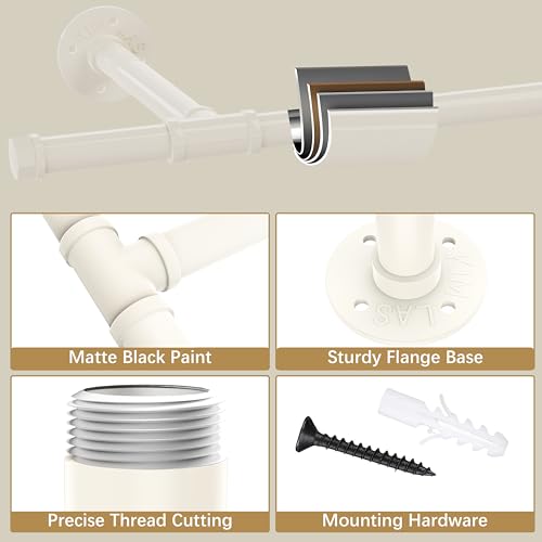 Yawinhe Industrial Wall Mount Clothes Rack – Heavy Duty Steel Rail, Set of 2