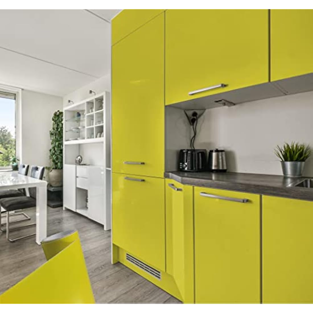 vgoltd Gloss Vinyl Wrap – Self Adhesive Furniture Contact Paper, Yellow