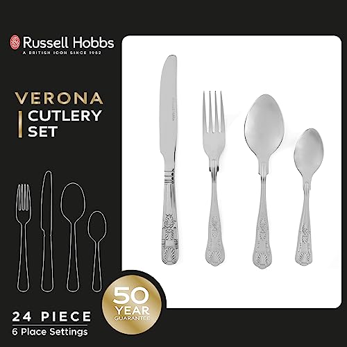 Russell Hobbs Verona 24-Piece Cutlery Set | 18/10 Stainless Steel