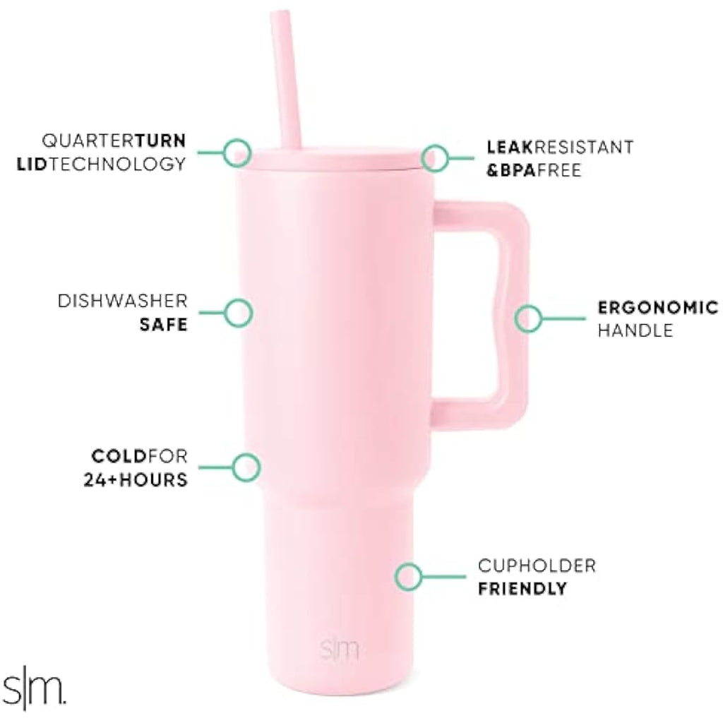 Jolof Store 40oz Insulated Stainless Steel Tumbler with Handle - Blush
