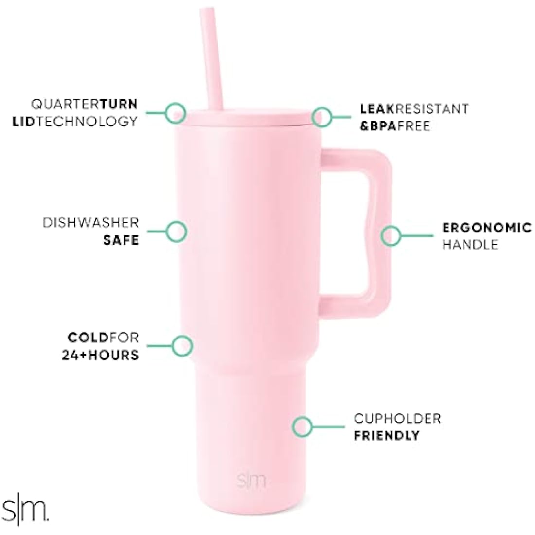 Jolof Store 40oz Insulated Stainless Steel Tumbler with Handle - Blush