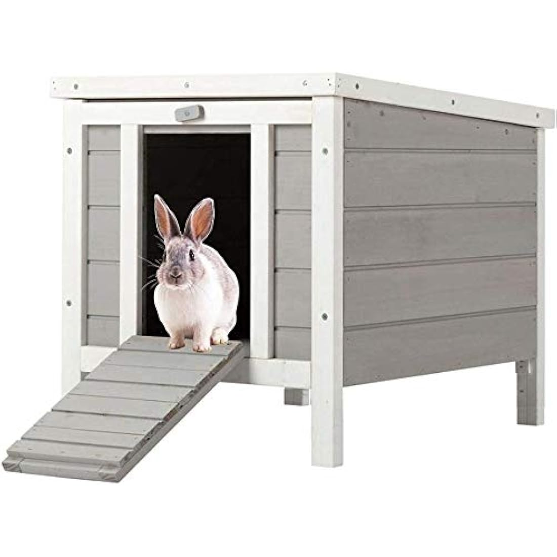 Bunny Business Wooden Rabbit & Guinea Pig Hide House – Grey Weatherproof