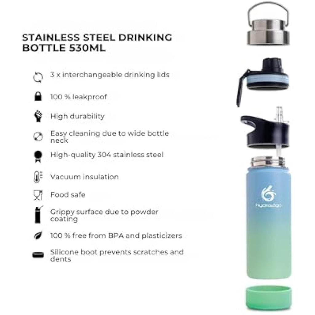 hydro2go Insulated Stainless Steel Water Bottle - 530ml Lagoon