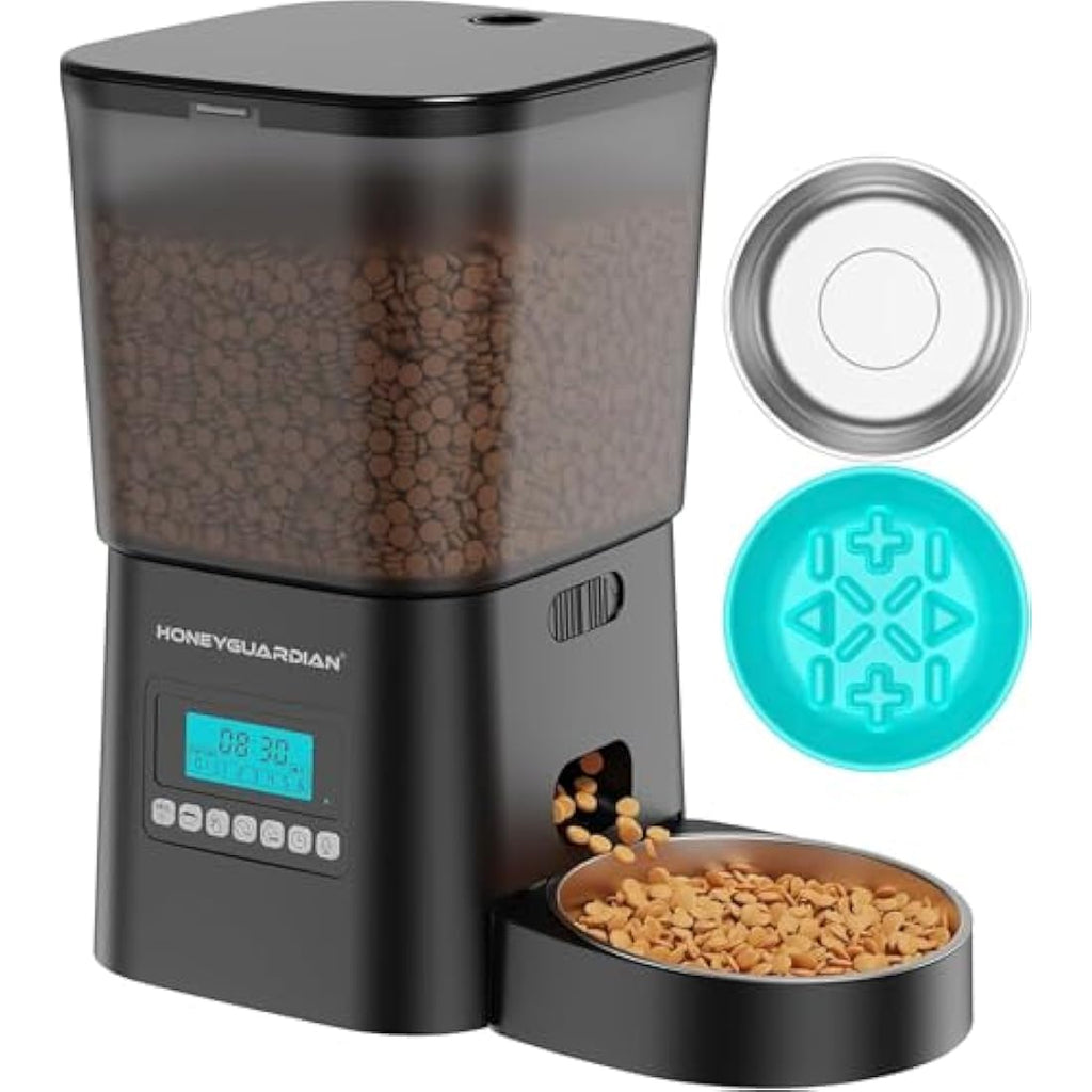 HoneyGuaridan Automatic Cat Feeder | 3.5L Timed Pet Dispenser with Slow Bowl