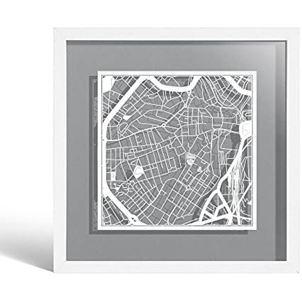 Sheffield Paper Cut Map Art – Jolof Store Framed Wall Decor, 23x23cm