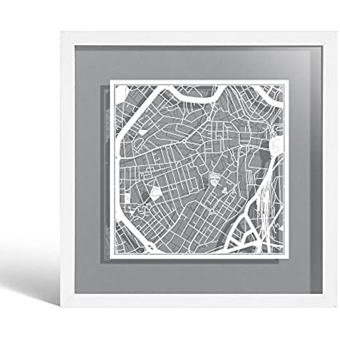 Sheffield Paper Cut Map Art – Jolof Store Framed Wall Decor, 23x23cm