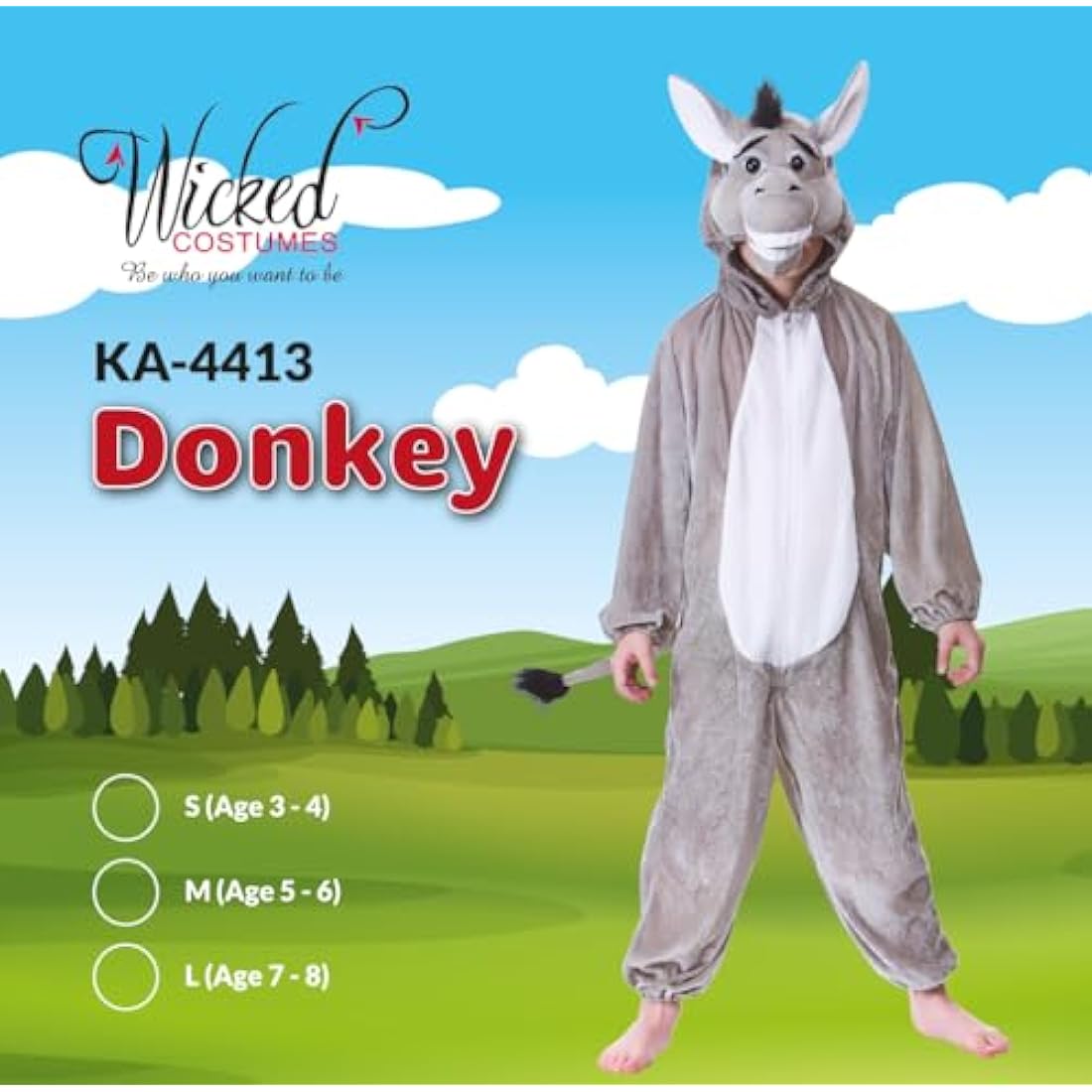Wicked Costumes Kids Donkey Animal Fancy Dress - Plush One Piece