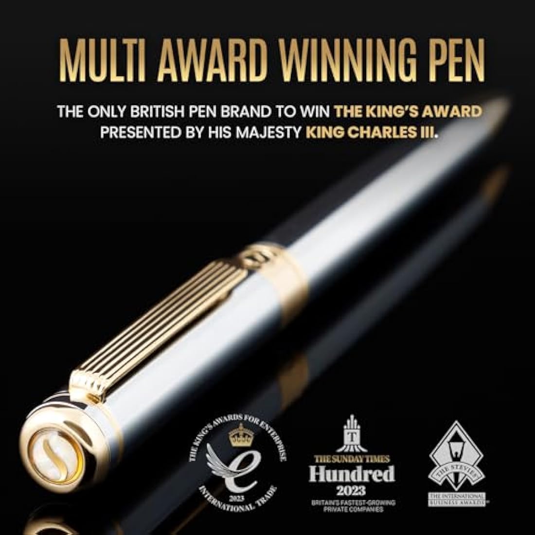 Scriveiner Silver Chrome Ballpoint Pen – Luxury Gold Finish Writing Set
