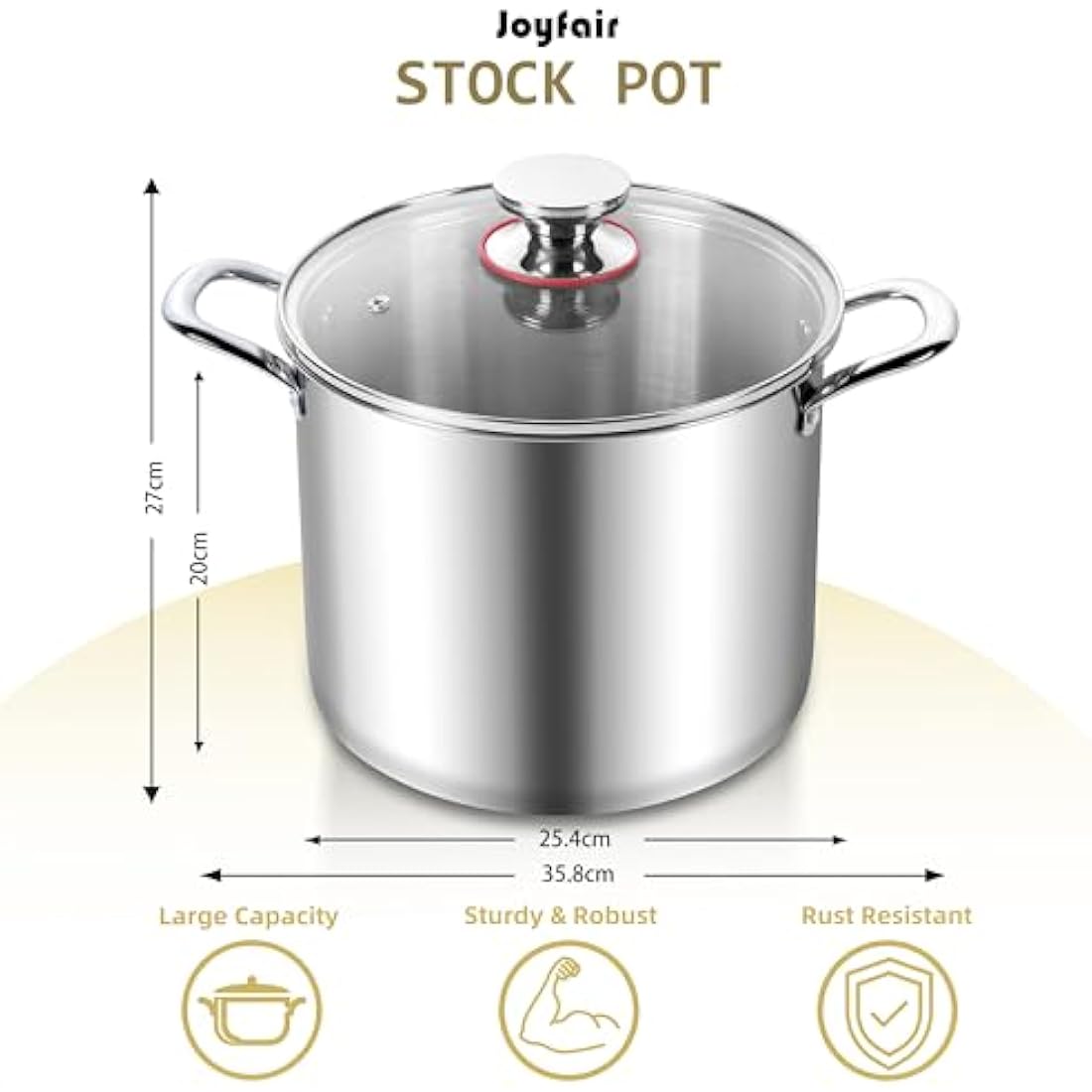 Joyfair 10L Stainless Steel Stock Pot | Tri-Ply Induction Soup Pot