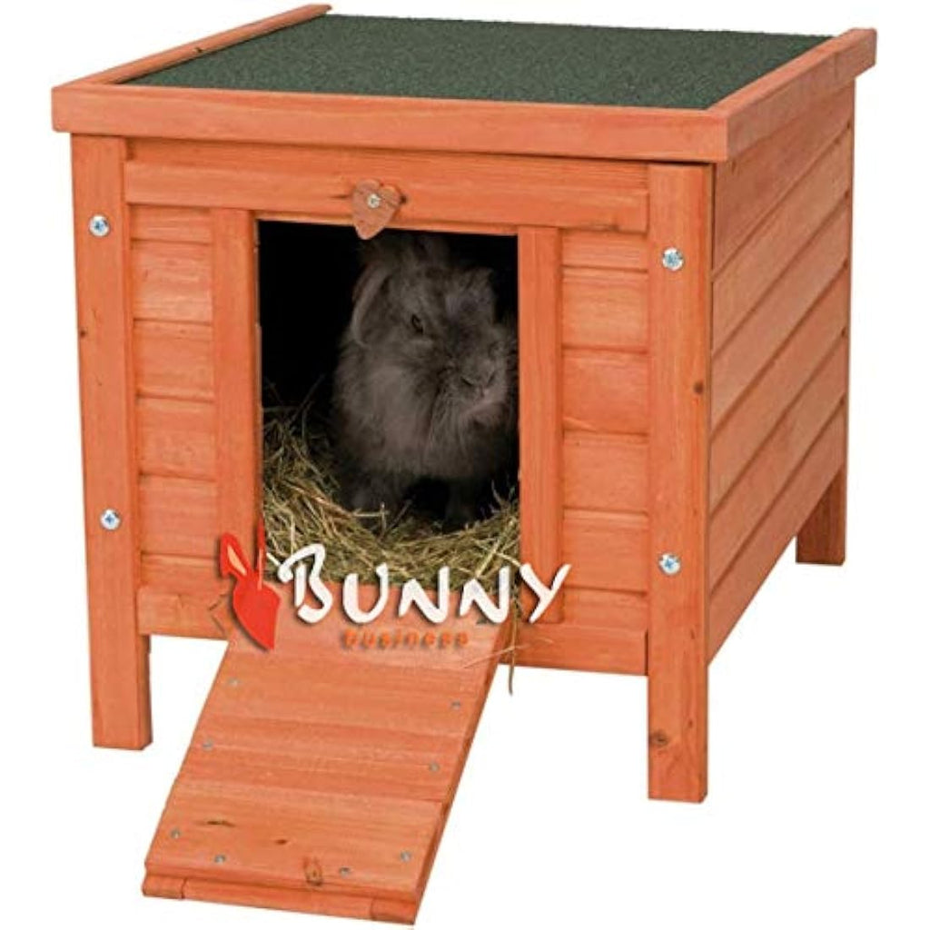 Bunny Business Wooden Pet Hide House | Weatherproof Rabbit Hutch, Natural