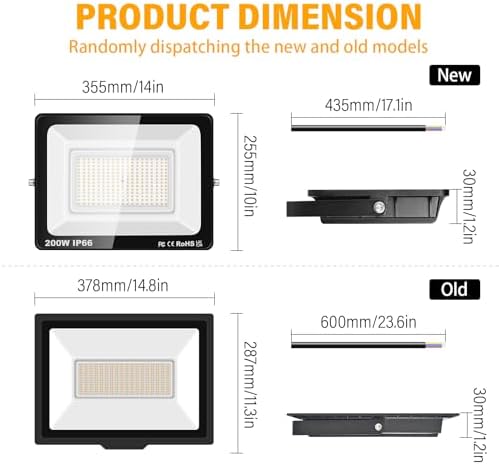 RIGIDON 200W LED Outdoor Flood Light | 20000LM IP66 Waterproof Security Lamp