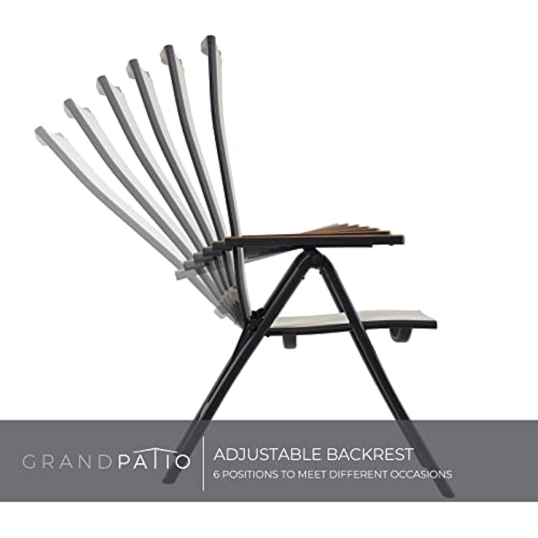 Jolof Store Aluminum Folding Garden Chairs - 6-Position High Back, Set of 2