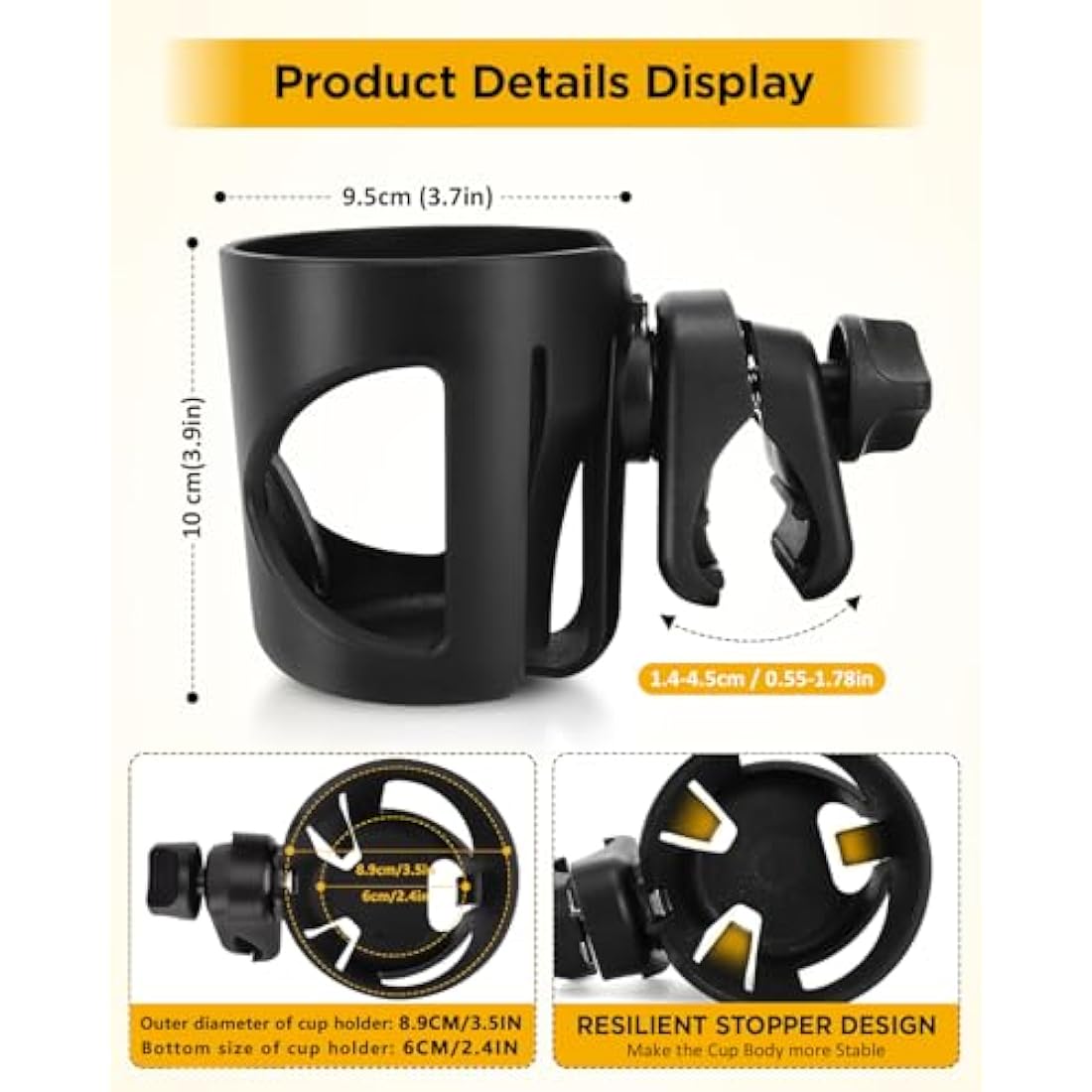 Jolof Store Universal Stroller Cup Holder – 360° Rotation Drink Holder