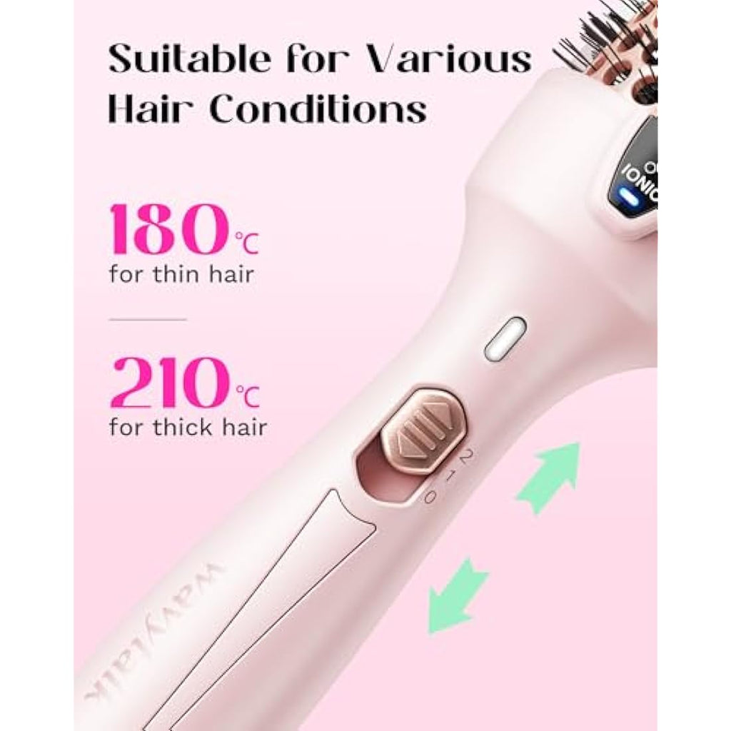 Wavytalk 38mm Thermal Brush | Ionic Heated Round Iron for Blowout - Pink