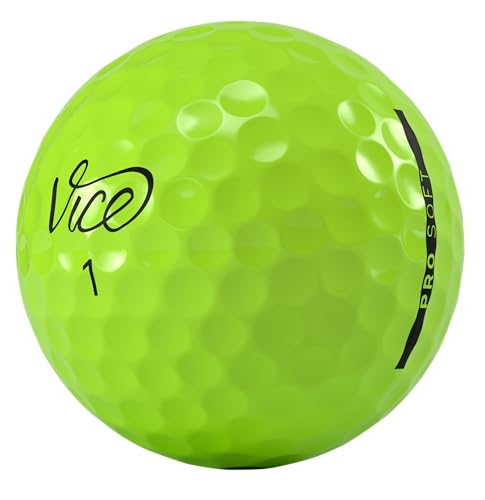 Vice Golf Pro Soft Urethane Golf Balls – Neon Lime, 3-Piece Construction
