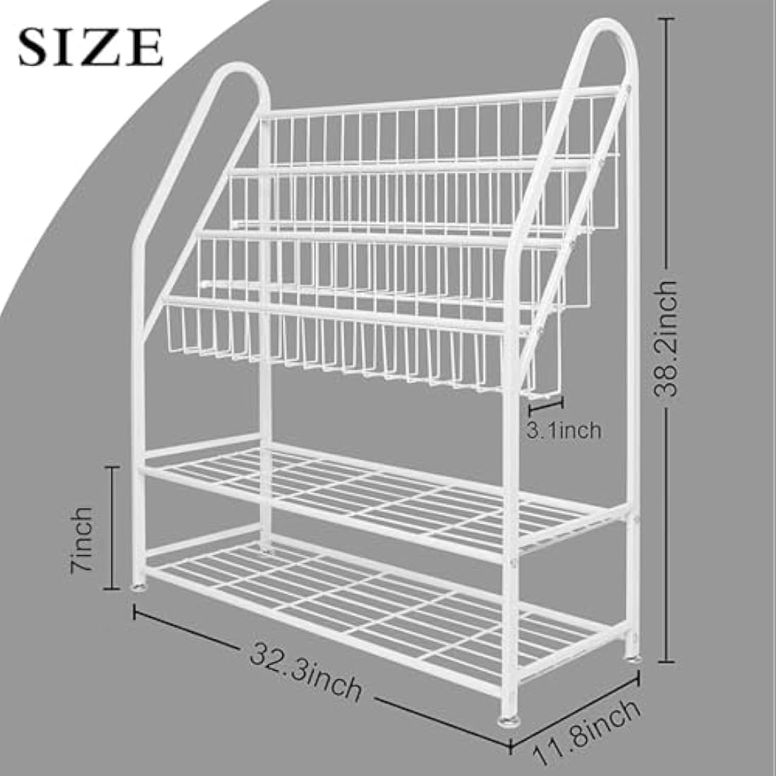 Kids Bookshelf – Metal Book and Toy Storage Organizer, White