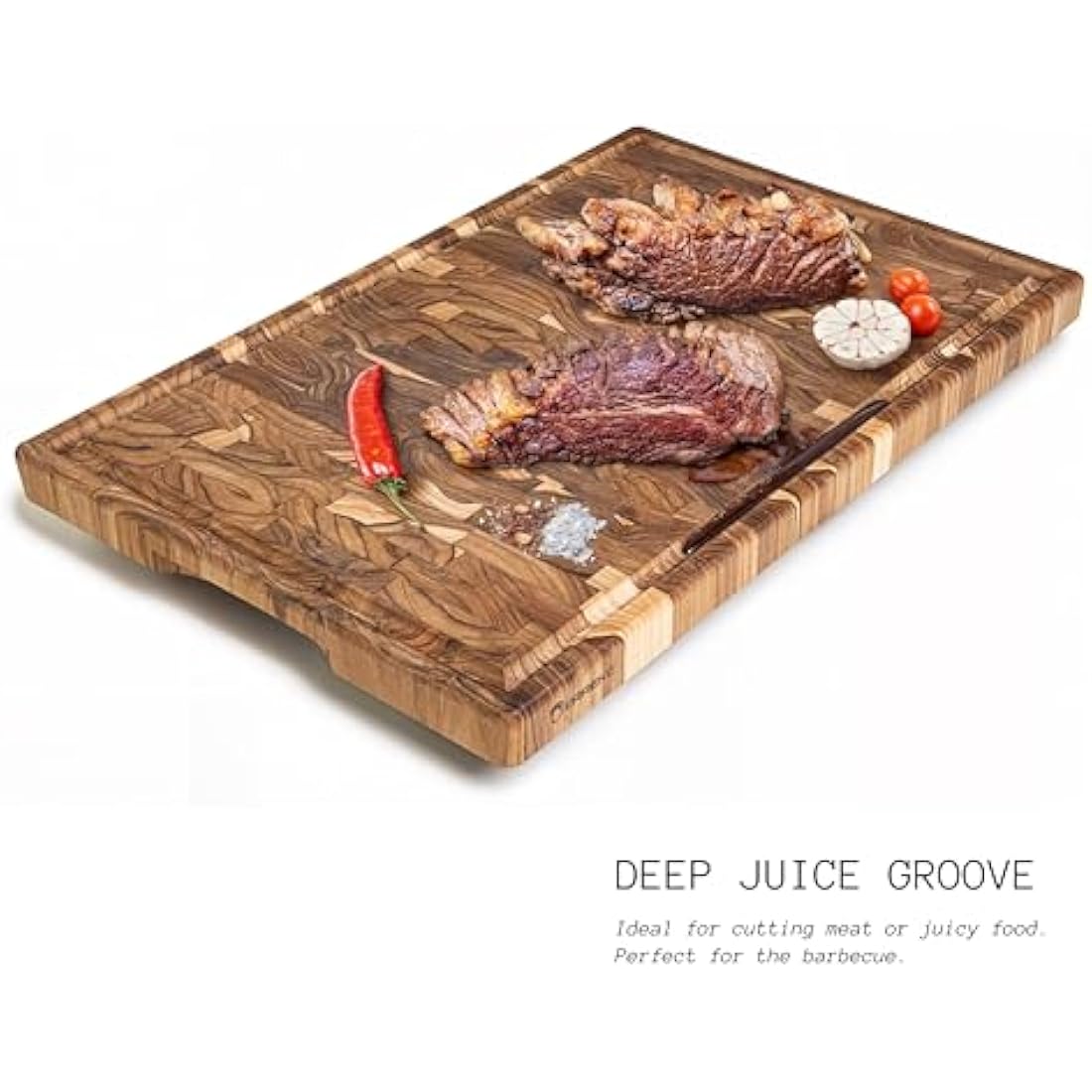 Erreke Extra Large Teak Wood End Grain Chopping Board with Juice Groove