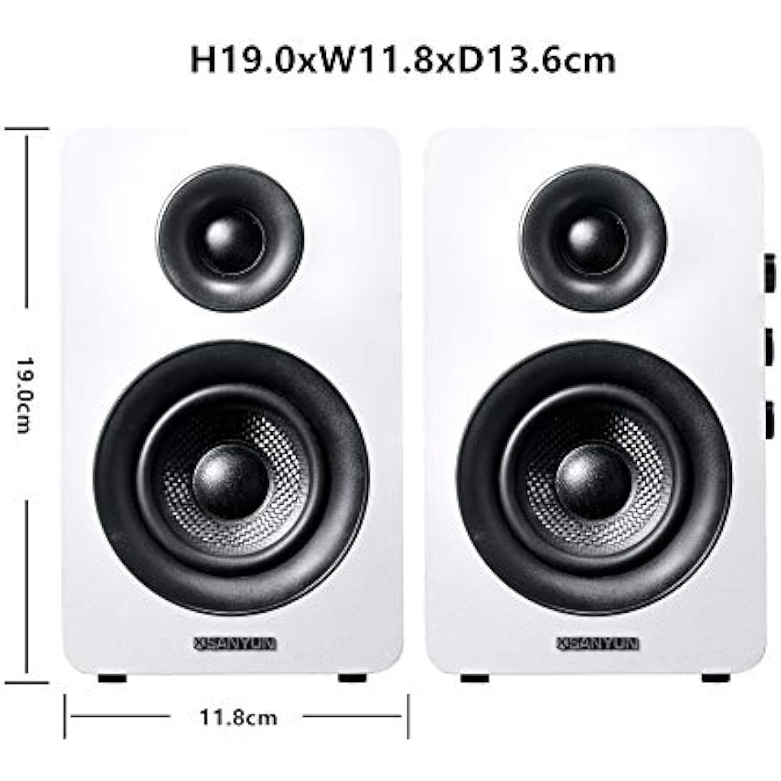 Sanyun SW208 60W Bluetooth 5.0 Bookshelf Speakers - Carbon Fiber White