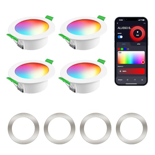 ALUSSO 4 Pack Smart RGB LED Recessed Downlights | WiFi & Bluetooth Control