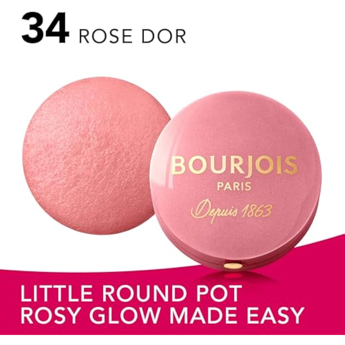 Bourjois Little Round Pot Baked Blush – 34 Rose D'or Powder Blush 2.5g