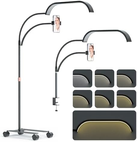 Lmaqfum Half Moon Lash Light – 2-in-1 Floor & Table Lamp with Phone Holder