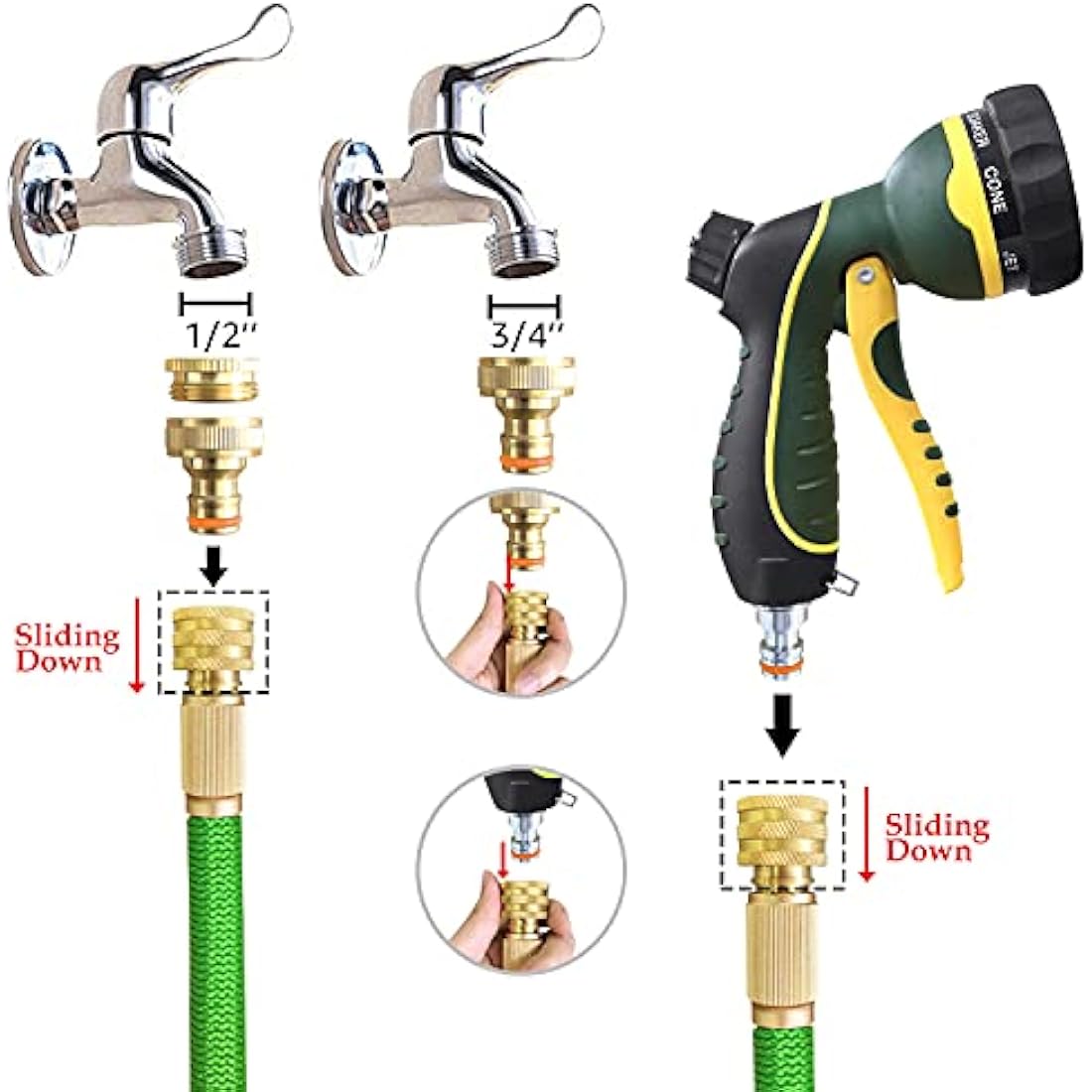 NGreen Expandable Garden Hose – Durable 12-Layer Latex with Brass Fittings