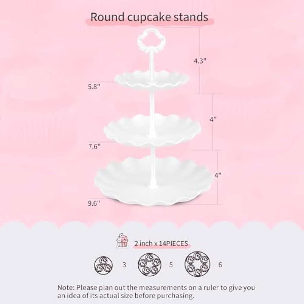 NWK 10-Piece White Cupcake Stand Set – Tiered Dessert Trays for Parties