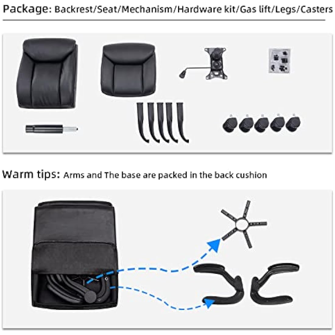 MZLEE Ergonomic Executive Office Chair | Flip-up Arms & Lumbar Support