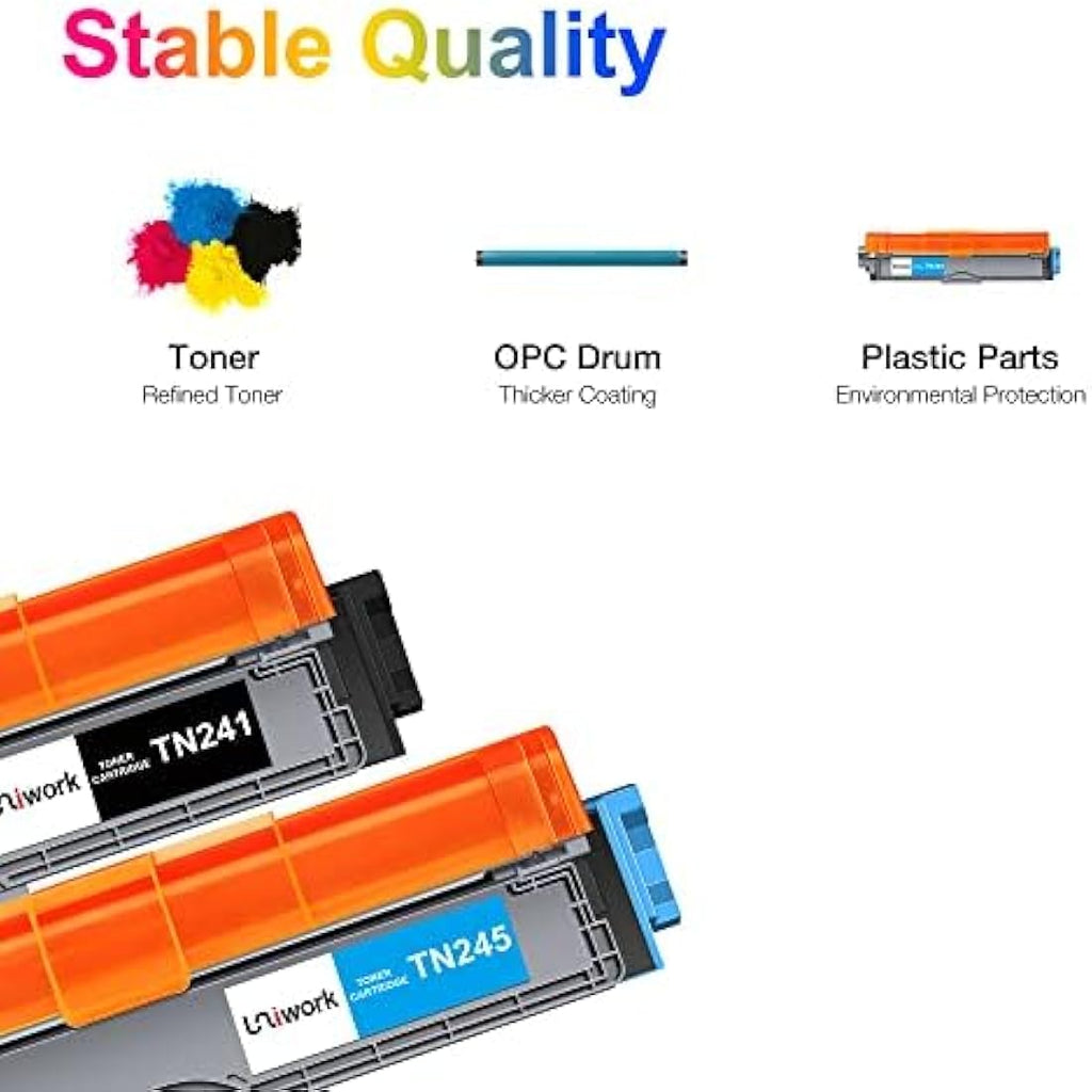 Uniwork Compatible TN-241 TN-245 Toner Cartridges for Brother - 4 Pack