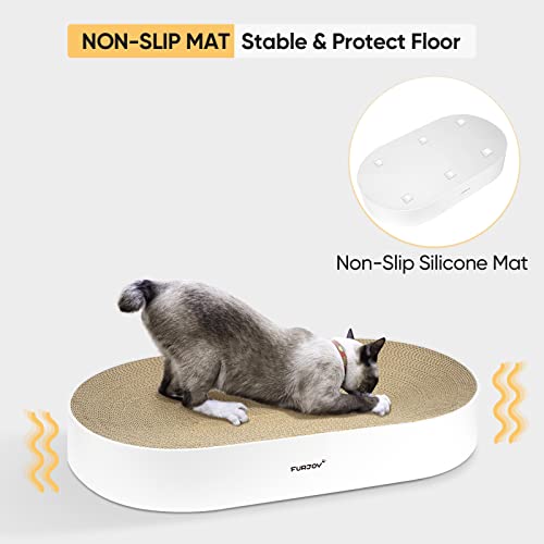 Furjoy Oval Cat Scratcher – Corrugated Cardboard Lounge Bed with Catnip