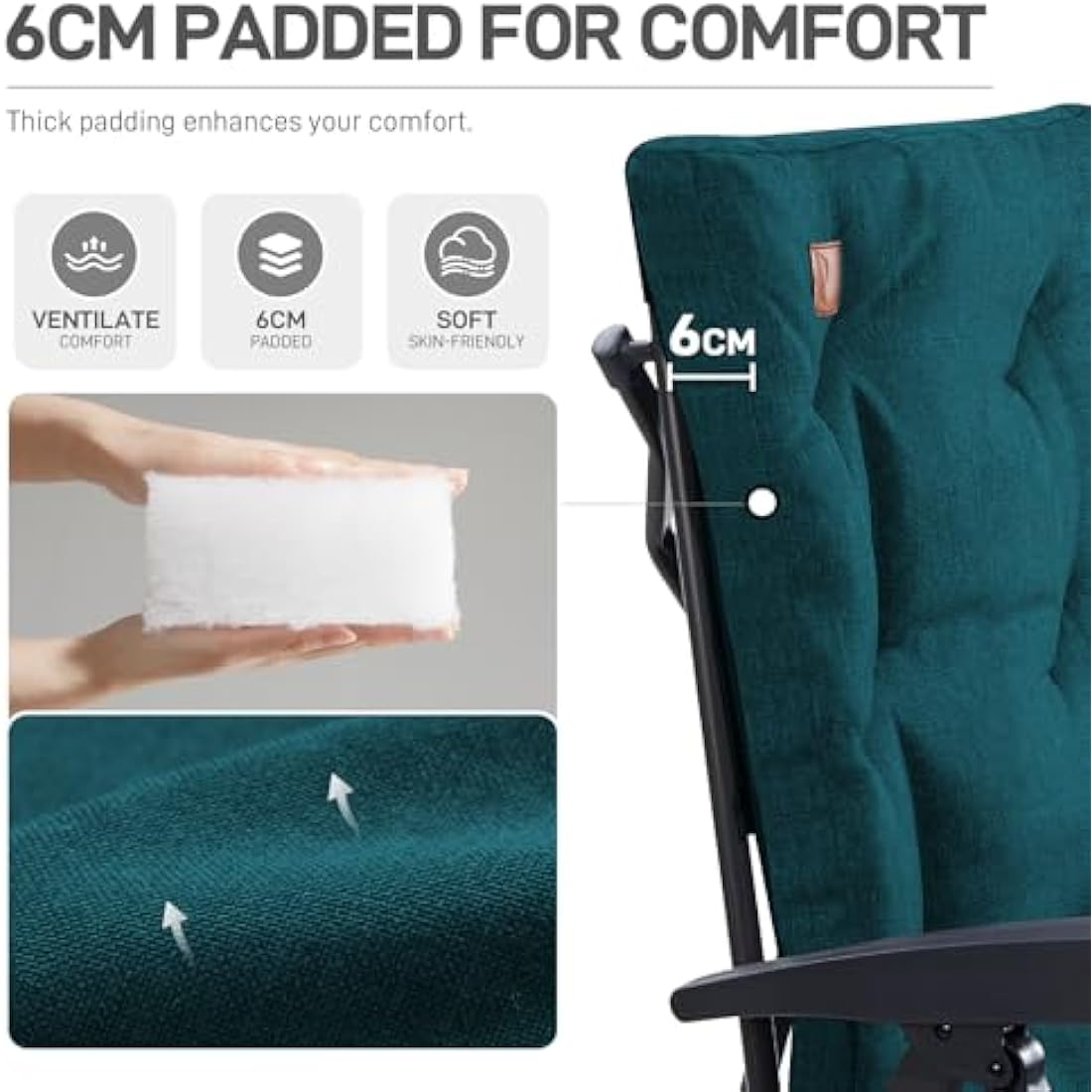 EVER ADVANCED Heavy Duty Camping Chairs | 4-Position Recliner 2-Pack