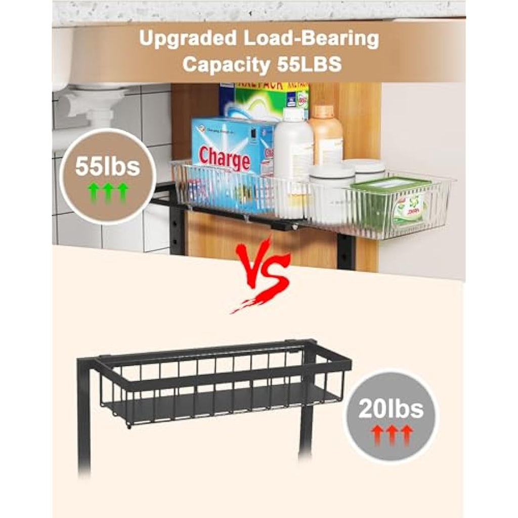 UMDONX 2-Pack Under Sink Organiser | 2-Tier Adjustable Sliding Drawers