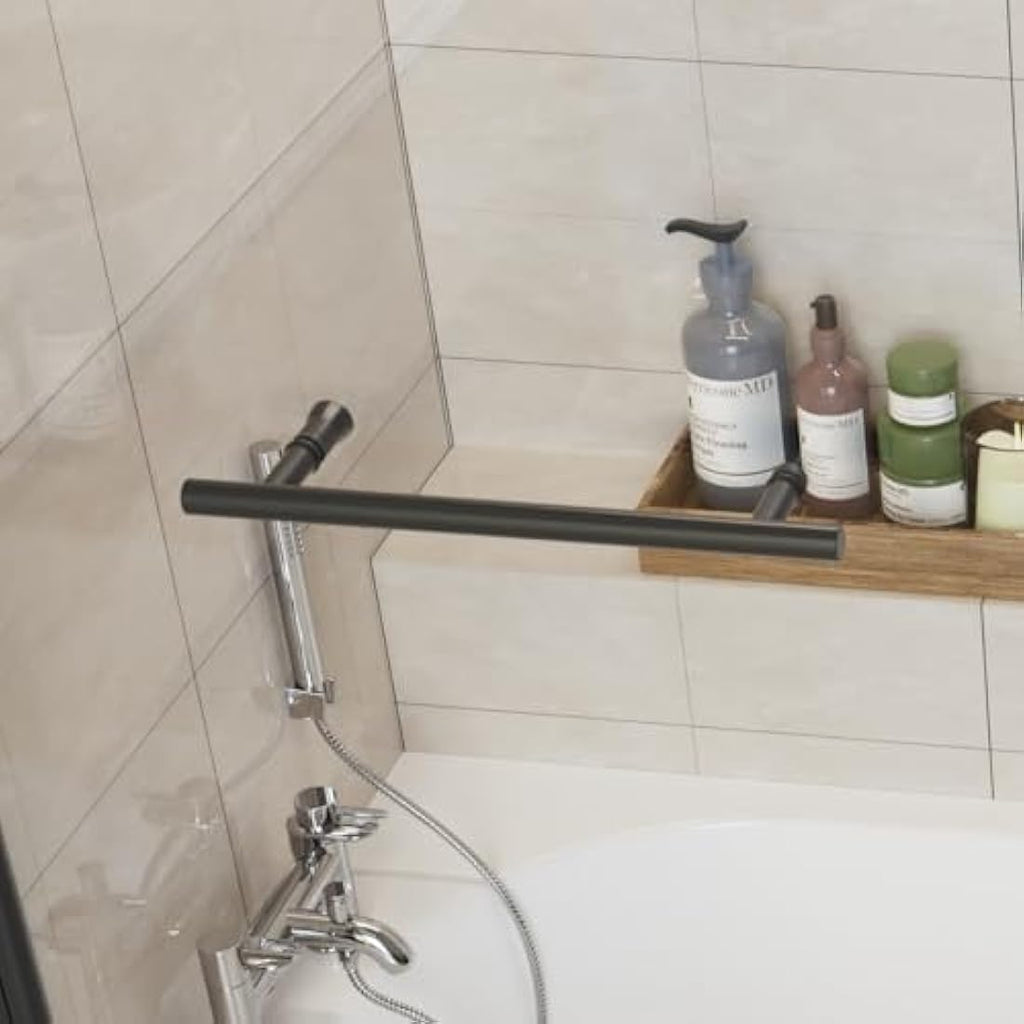 Jolof Store Aquariss Black Pivot Bath Screen with Towel Rail