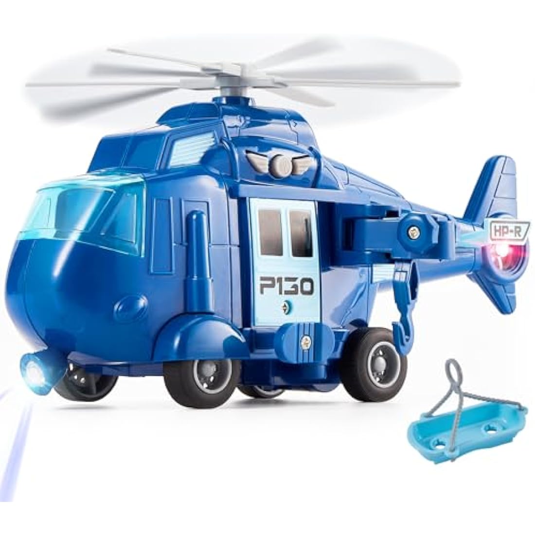HERSITY Police Rescue Helicopter Toy with Lights and Sound – Blue