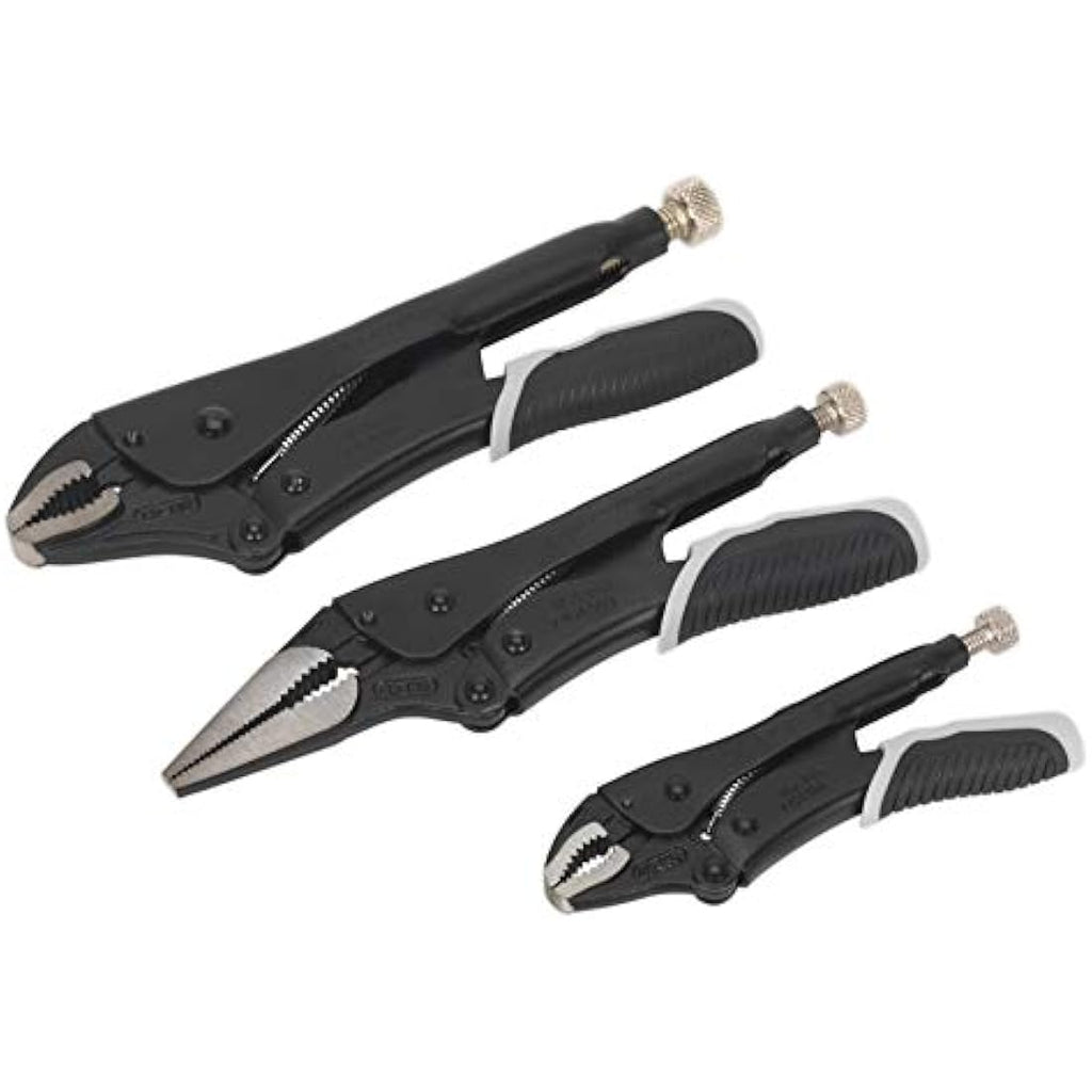 Sealey Black Series Locking Pliers Set - 3Pc Quick Release Steel Tools