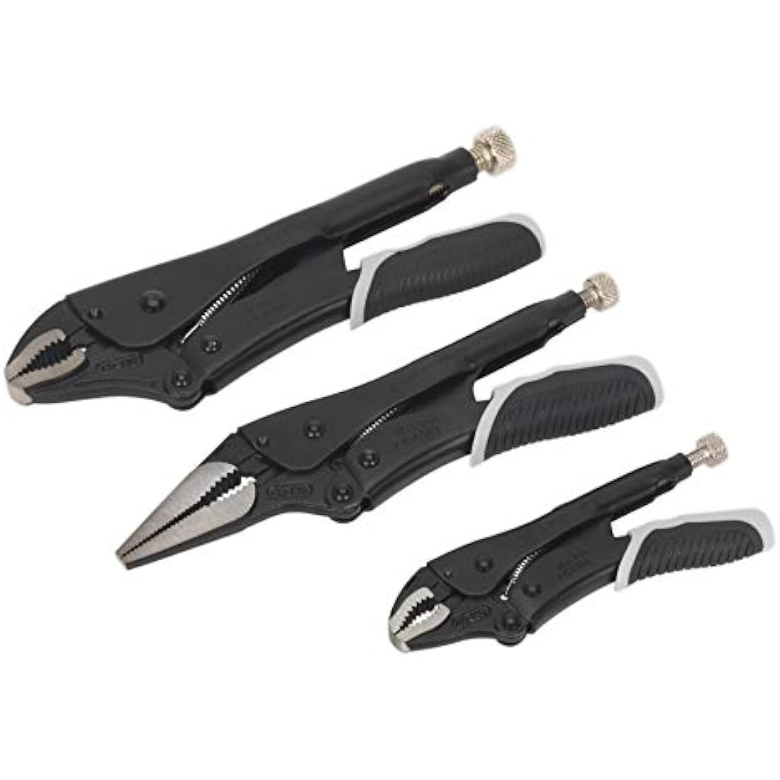 Sealey Black Series Locking Pliers Set - 3Pc Quick Release Steel Tools
