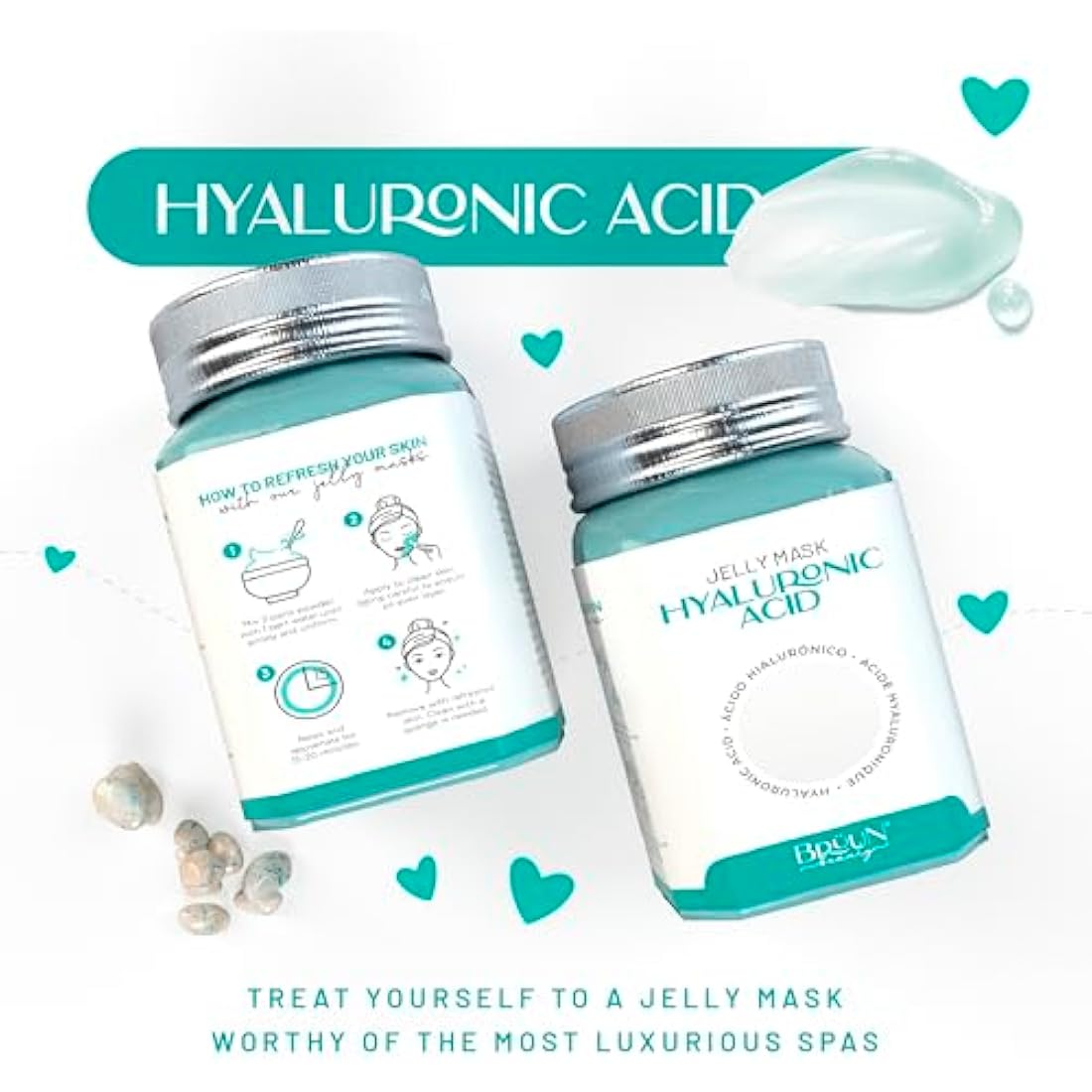 BRÜUN Hyaluronic Acid Jelly Mask – Peel-Off Rubber Face Mask (23 fl oz)