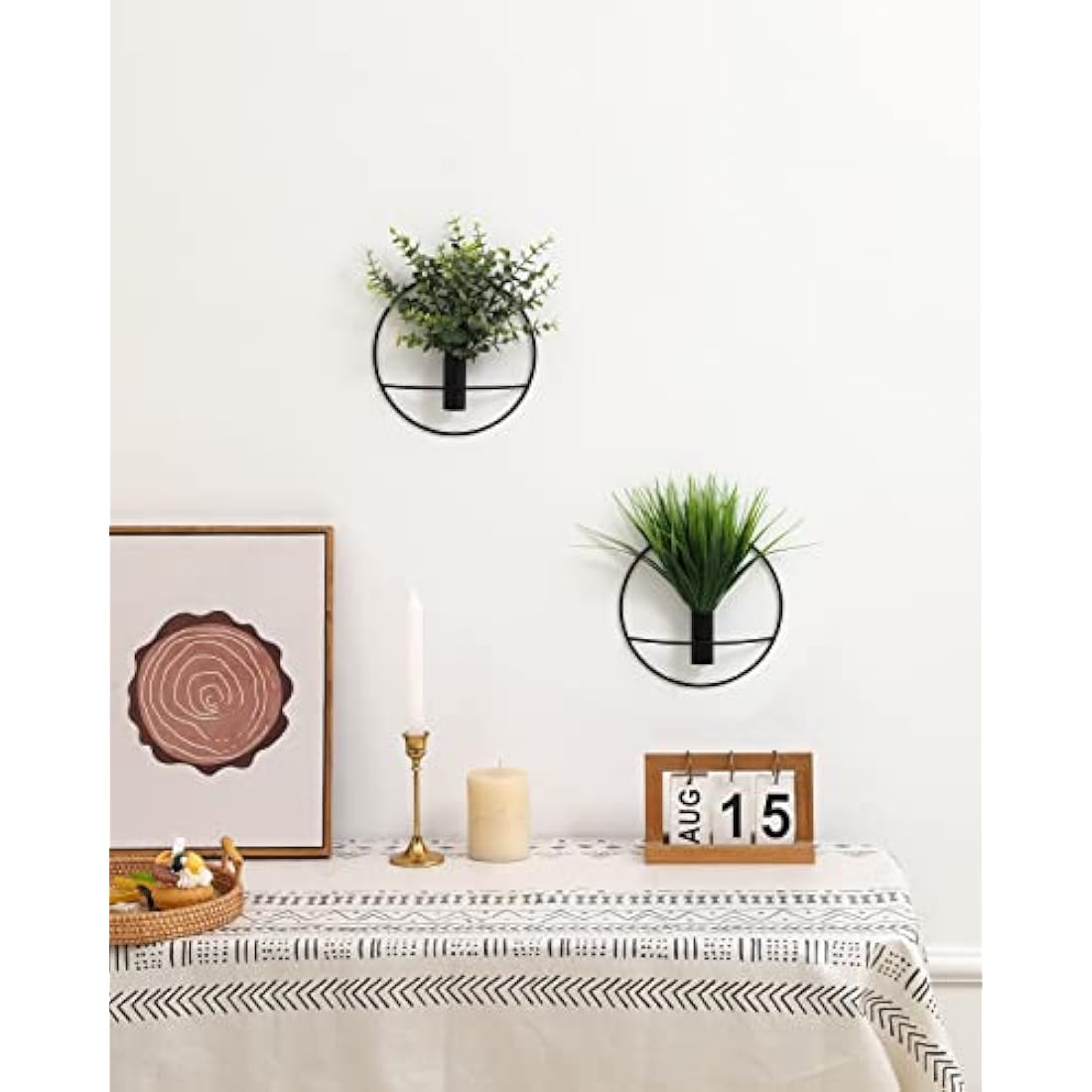 Pretty Jolly Metal Ring Wall Vase Decor – 2 Pack Boho Pampas Grass Art