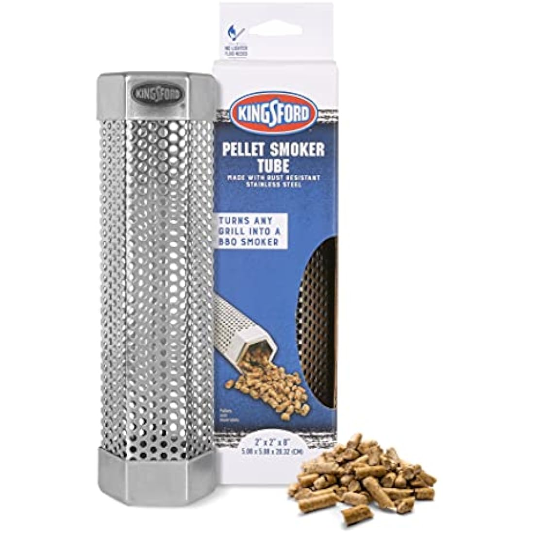 Kingsford 8 Inch Hexagon Pellet Smoker Tube – Stainless Steel BBQ Tool