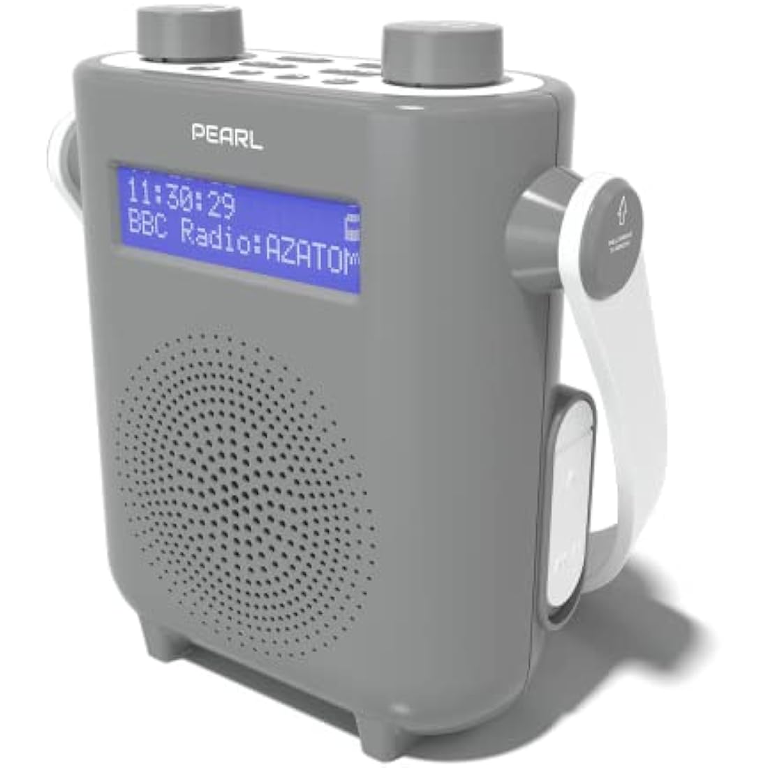 Azatom Pearl DAB/DAB+ Digital Shower Radio - IPX5 Waterproof Bluetooth - Grey