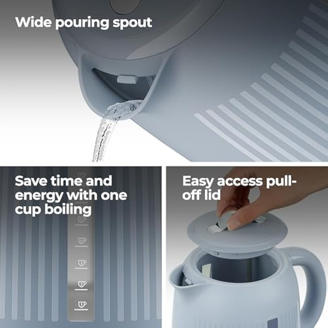 Kenwood Dawn Electric Kettle | 1.7L Fast Boil 3000W | Stone Blue