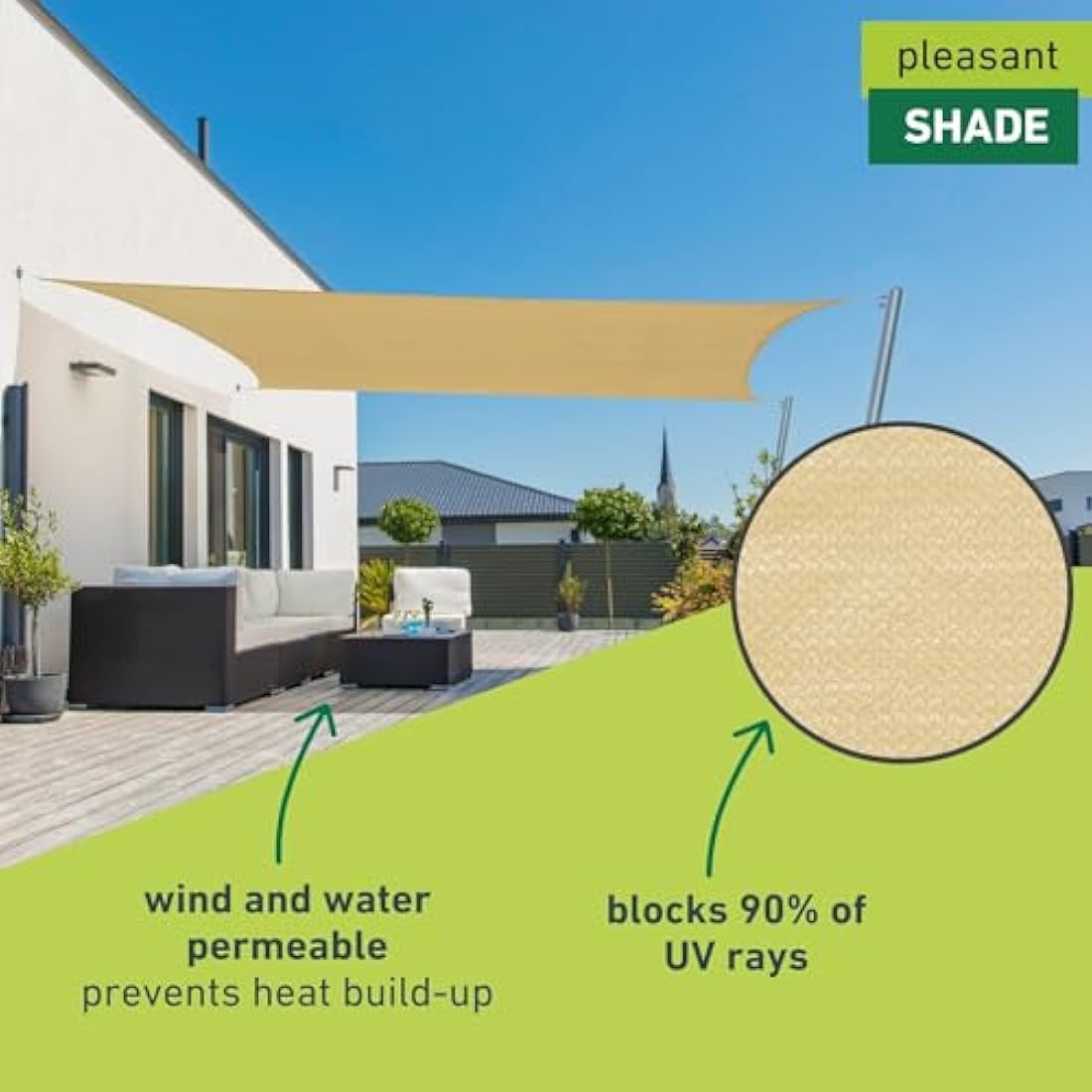 Windhager Capri Sun Sail – 3x4m HDPE UV Resistant Shade, Champagne