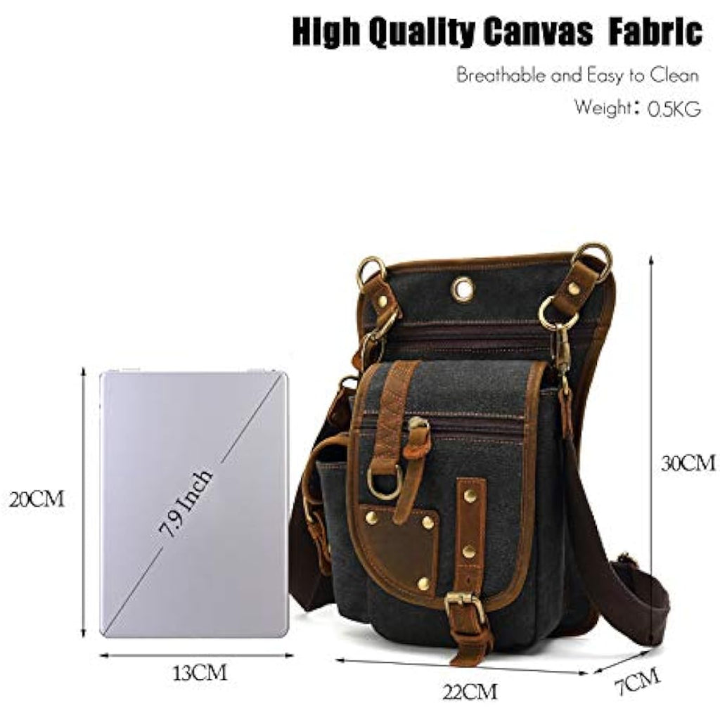 Canvas Drop Leg Bag – Tactical Waist Pack for Hiking & Travel