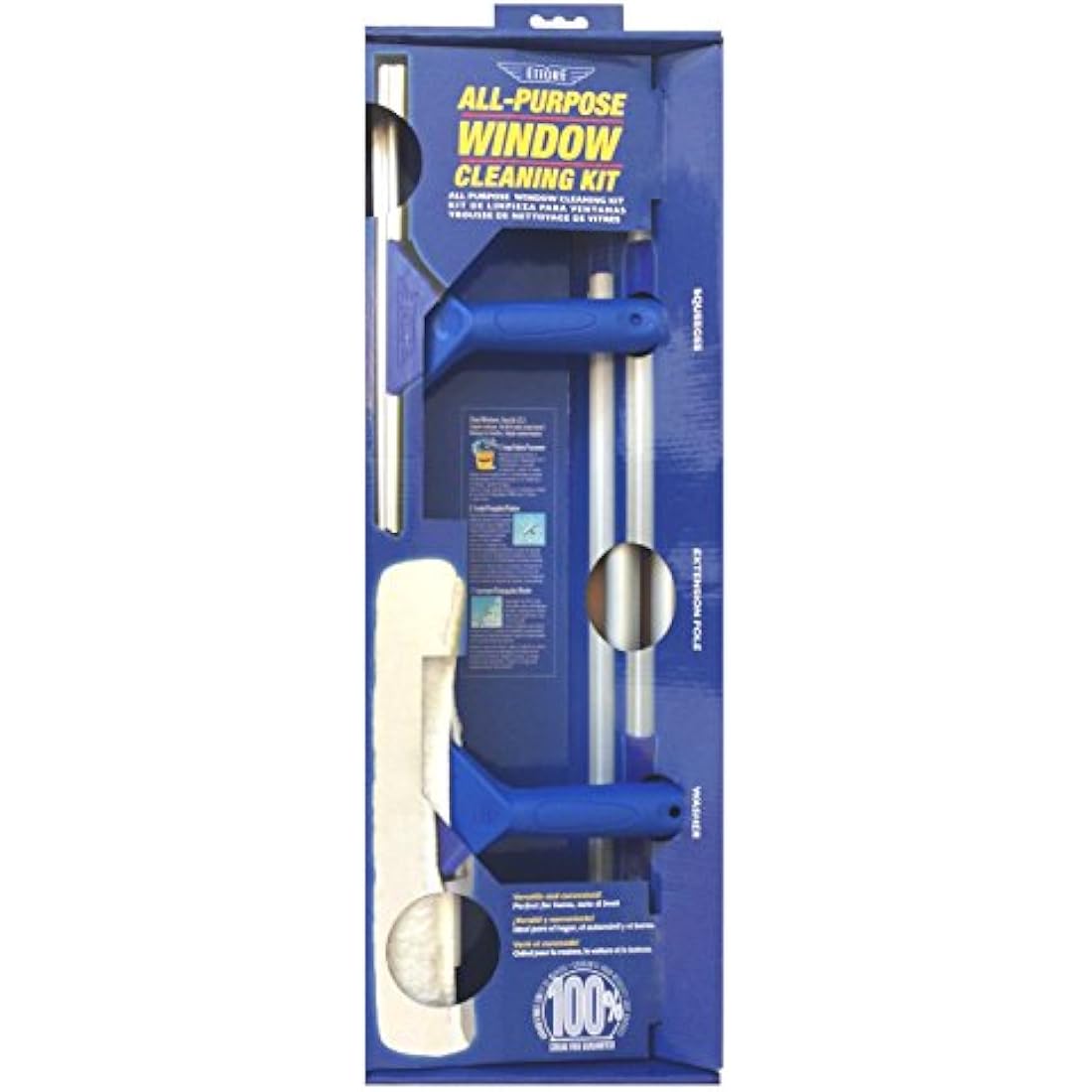Ettore Squeegee Off Window Cleaning Kit with 42-Inch Extension Pole