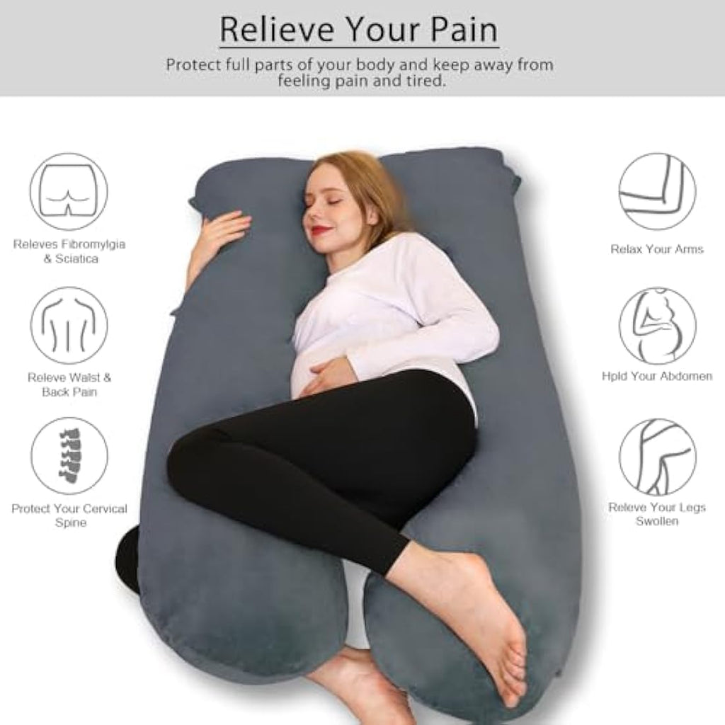 Jolof Store U-Shaped Pregnancy Pillow – 55 Inch Velvet Body Pillow
