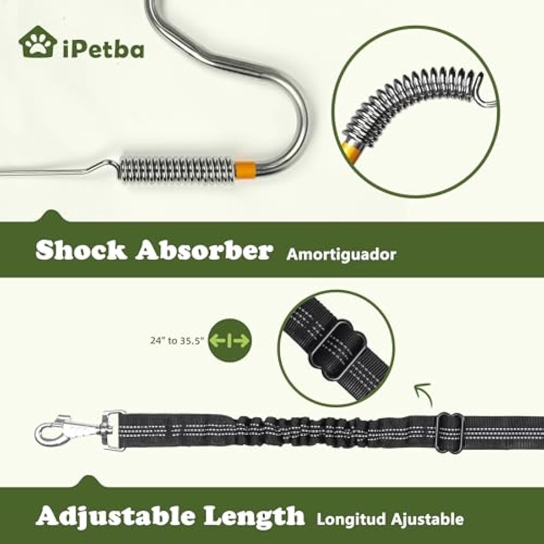 iPetba Hands-Free Dog Bike Leash – Shock Absorbing Bicycle Attachment