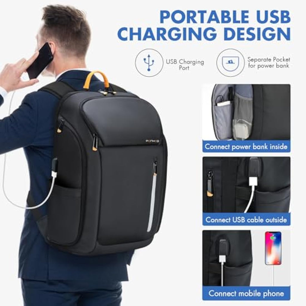 18.4 Inch Laptop Backpack – 40L Travel Tech Rucksack Black