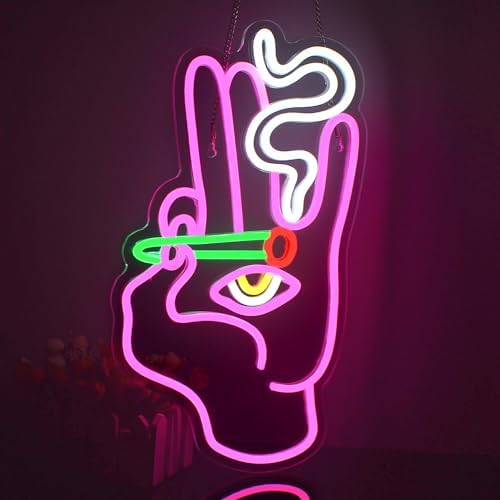 Looklight Evil Eye Hamsa Neon Sign – Pink LED Wall Decor for Game Room